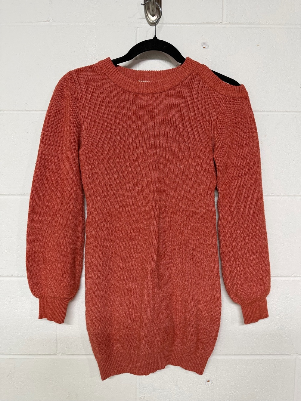 Habitual Rust Orange Cutout Shoulder Knit Dress